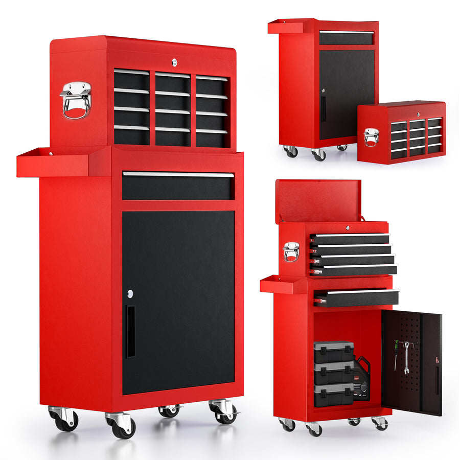 5-Drawer Tool Chest,Tool Cabinet on Wheels with Keyed Locking System and Drawer Liners,Tool Chest with Link Buckle for Warehouse and Garage