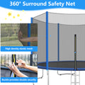 Trampoline for Adults & Kids - 12FT All-Weather Trampoline W/ Thickened Enclosure Net and Spring Pad, Outdoor Round Trampolines with Steel Support & Ladder, Large Trampoline Bears 6-8 Kids