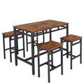 Seizeen Counter Height Bar Table Set, 5 Pieces Dining Room Set for 4, Rustic Brown Table and Chairs for Kitchen Dining Room, Modern Bistro Pub Table Set for Small Spaces Long-term Use