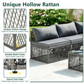 Outdoor Furniture Set, Patio Rattan Wicker Furniture Conversation Set with Cushions and Coffee Table, Garden Terrace Deck Sectional Sofa Set