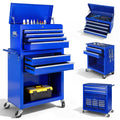 2-IN-1 Rolling Tool Chest Storage Box, Upgrade Steel Tool Box Hidden Desing, Detachable Tool Storage On Wheels W/Sliding Drawers for Workshop Garage Studio, Blue