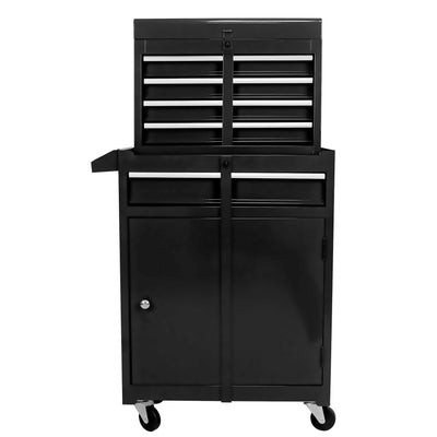 Tool Chest with Drawers, 2-IN-1 Rolling Tool Box & Cabinet Large Capacity with 5 Drawers, Lockable Tool Box Organizer On Wheels with Sliding Drawers, Hidden Double Tool Box, Black
