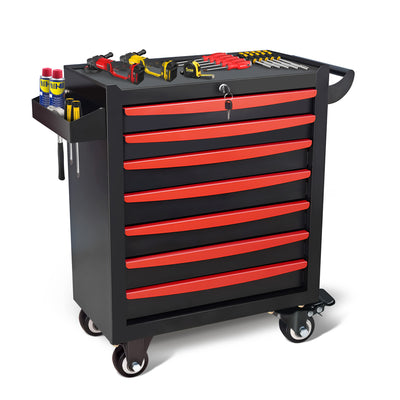 7-Drawer Rolling Tool Chest, Garage Tool Box & Cabinet Large Capacity, Lockable Tool Box Organizer on Wheels with Sliding Drawers, Black