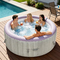 Seizeen 2-4 Persons Inflatable Hot Tub, 71in Round Hot Tub with Built-in Pump, Woven Pattern Home Spa with 110pcs Jets, Lockable Cover, 2 Cup Holders, 4 Filters Rapid Heating up to 104°F