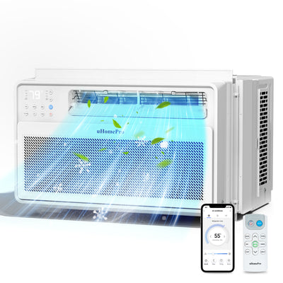 Window Air Conditioner, 8000BTU Window AC Unit for 350 sq.ft Room, Smart Inverter Window AC Multifunctional Dry Fan ECO Mode, Ultra Quiet & Easy Installtion