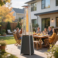 Seizeen 48,000BTU Pyramid Patio Heater, Quartz Glass Tube Propane Heater for Outdoor Use, Portable Heater on Wheels w/Triple Safety Protection for Outdoor Porch Yard, Gray Silver