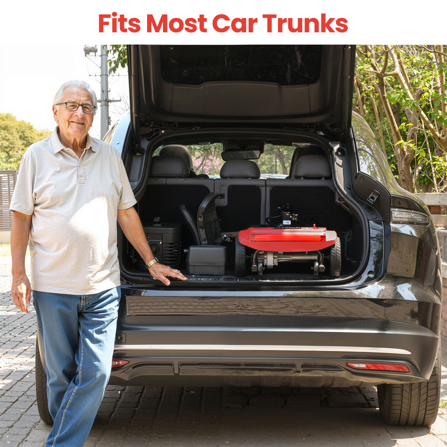 Mobility Scooters for Seniors, Adults Folding Mobility Scooters w/Basket, 24V Electric Scooter Wheelchair, Adjustable Seat, LED Light, Up to 12 Miles, Up to 330lbs, Red, 1-Year Warranty