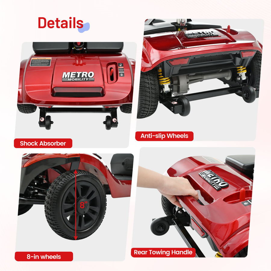 SEIZEEN Mobility Scooters for Seniors with Adjustable Seat, Rearview Mirrors, USB Charging Port,Powered Mobility Scooter for Adults,300W Motor,300 lbs Capacity, Red