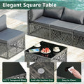 Outdoor Furniture Set, Patio Rattan Wicker Furniture Conversation Set with Cushions and Coffee Table, Garden Terrace Deck Sectional Sofa Set