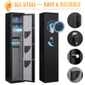 Gun Safe, Long Storage Cabinet for Gun with LED Light, Digital Keypad Large Heavy-Duty Safe 5-Gun Storage Cabinet with 3 Side Bags, Top Shelf, Alarm System for Home Shop Office Basement