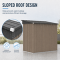 6x4ft Shed Outdoor Storage, All-weather Metal Garden Shed W/Floor, Galvanized Steel Tool Storage Shed, Double Lockable Doors, Brown