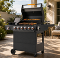 Seizeen 72,000 BTU Powerful Gas Grill, 6-Burner Propane BBQ Grill with Side Burner, w/Cast Iron Grates, Warming Rack, Thermometer
