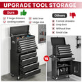 8-Drawer Tool Chest on Wheel, 2-IN-1 Rolling Tool Box & Cabinet Large Capacity with Detachable Top Box, Lockable Garage Organizer Cart with Sliding Drawers, Black