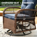 3 Pieces Patio Furniture Set, Outdoor Chair Set of 2 with Coffee Table, Porch Poolside PE Rattan Wicker Bistro Bar Set Cushioned, Heavy-duty Steel Frame Rattan 360°Swivel Conversation Set