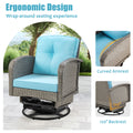 Outdoor Patio Chair Set, 3PCS Porch Funiture for Deck, Deck Rattan Wicker Bistro Set with 4''T Cushions, Coffee Table, 360° Swivel Rocker for 2