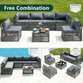 Outdoor Furniture Set, Patio Rattan Wicker Furniture Conversation Set with Cushions and Coffee Table, Garden Terrace Deck Sectional Sofa Set