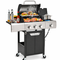 3-Burner Propane Gas Grill with Side Burner, 40,500 BTU Stainless Steel Outdoor BBQ Grill, 465 Sq. In. Cooking Area, Electronic Ignition and Side Table for Patio Backyard