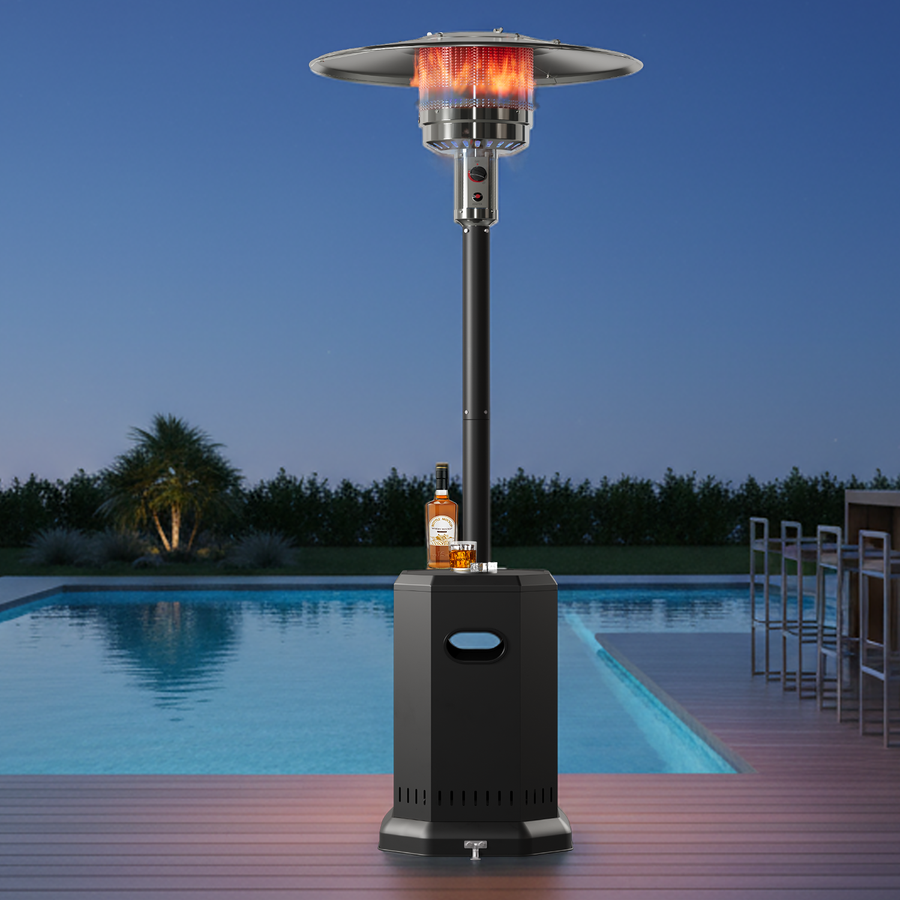 Patio Heater for Outdoor, 50,000 BTU Propane Heater, Free-standing Heater Stainless Steel, Backyard Poolside Heating, Black Octagonal
