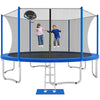 Seizeen Trampoline for Kids - 12FT Large Trampoline W/ Thickened Enclosure Net & Hoop, Outdoor Round Trampolines with Steel Support & Ladder, Large Trampoline Hold Up to 4-6 Kids, Blue