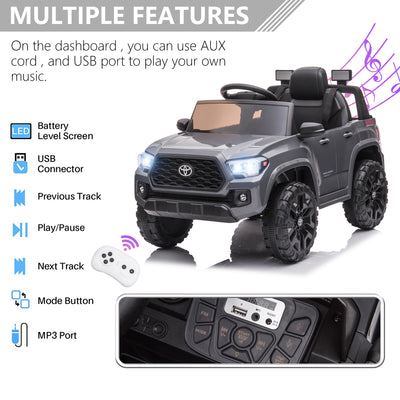 Licensed Toyota Tacoma Electric Ride on Vehicle for Kids, 12V Powered Ride on Car Toys with Remote Control, LED Lights, MP3 Player