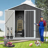 Seizeen Sheds and Outdoor Storage, 6 x 4FT Large Metal Storage Shed for Outdoor, Upgraded Sloped Top Garden Sheds All-Weather, Galvanized Steel Tool Shed Lockable with Bottom Frame, Gray