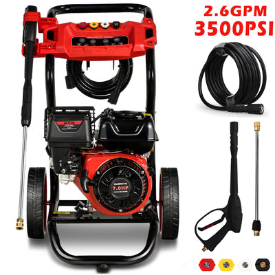 Pressure Washer Gas Powered, 3500PSI High Pressure Power Washer W/7.0HP Aluminum Pump, 210CC Powerful Engine, Maximum Spray 32.8FT, 4 Nozzles