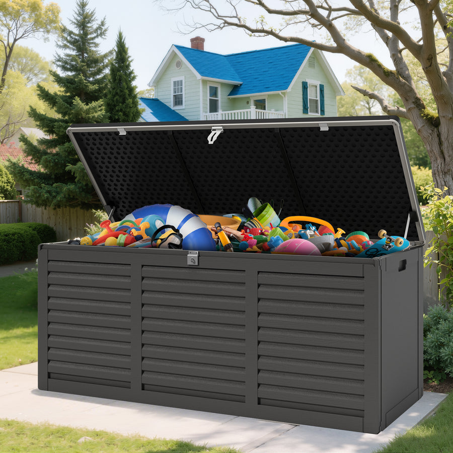 Outdoor Storage Box, 130GAL Waterproof Deck Box, Lockable Pool Patio Storage Indoor Toy Box, Outdoor Storage Bench for Porch, Max Load Weight 600LBS