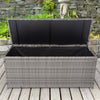 Outdoor Storage Box, Seizeen XL Rattan Deck Box, Waterproof Wicker Patio Storage for Pool Accessories, 113 Gallon Outdoor Toy Storage, Patio Storage Box for Cushions, Grey