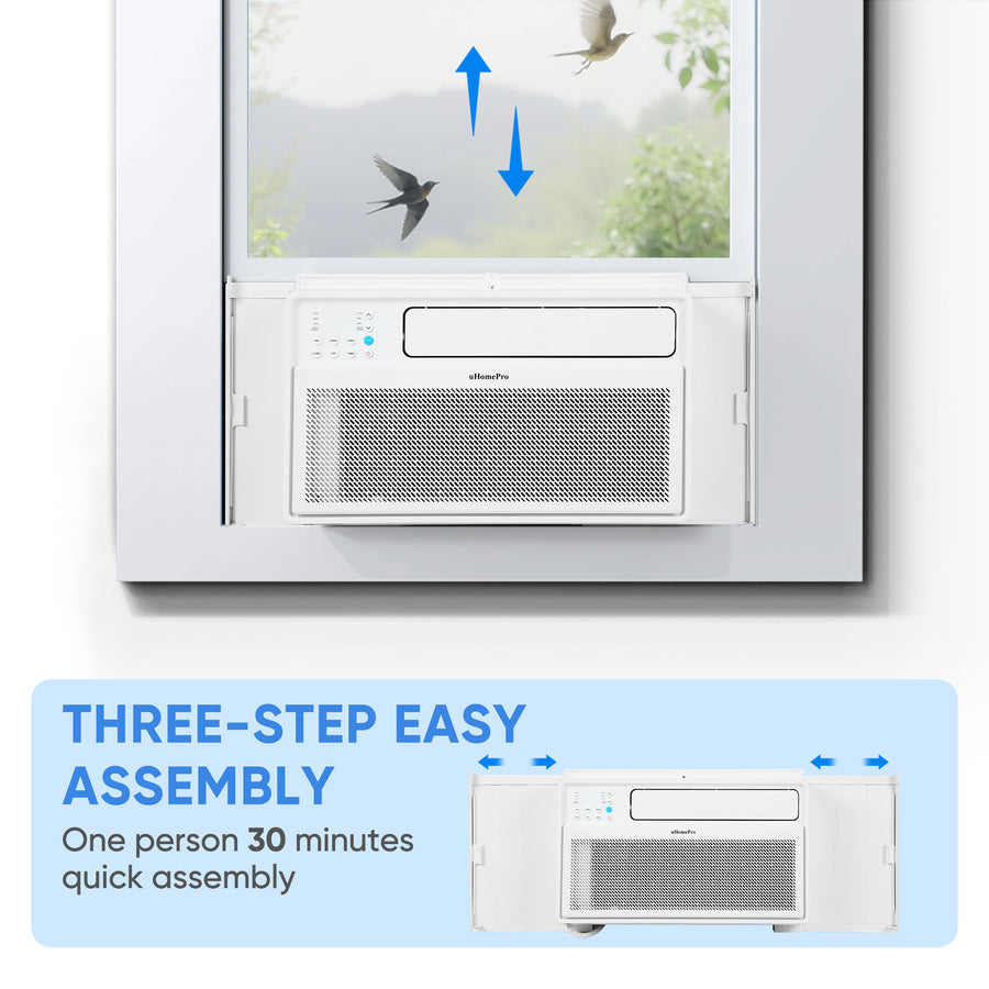 Window Air Conditioner, 8000BTU Window AC Unit for 350 sq.ft Room, Smart Inverter Window AC Multifunctional Dry Fan ECO Mode, Ultra Quiet & Easy Installtion