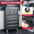 8-Drawer Tool Chest on Wheel, 2-IN-1 Rolling Tool Box & Cabinet Large Capacity with Detachable Top Box, Lockable Garage Organizer Cart with Sliding Drawers, Black