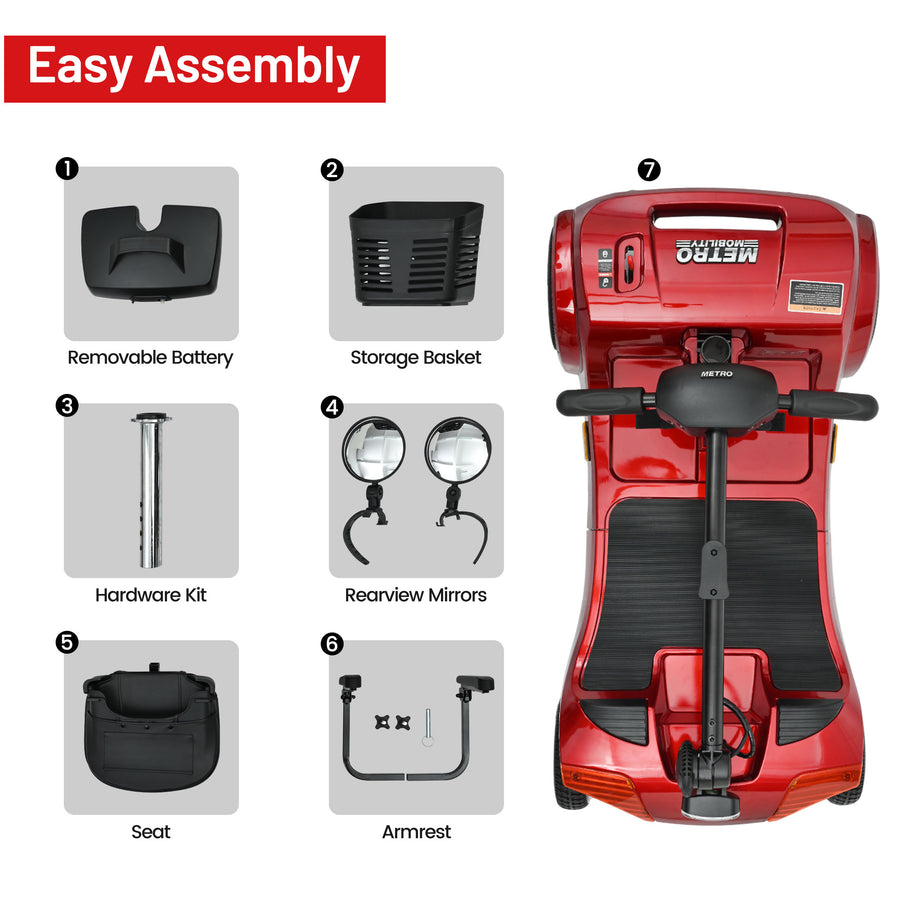 SEIZEEN Mobility Scooters for Seniors with Adjustable Seat, Rearview Mirrors, USB Charging Port,Powered Mobility Scooter for Adults,300W Motor,300 lbs Capacity, Red