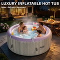 Seizeen 2-4 Persons Inflatable Hot Tub, 71in Round Hot Tub with Built-in Pump, Woven Pattern Home Spa with 110pcs Jets, Lockable Cover, 2 Cup Holders, 4 Filters Rapid Heating up to 104°F