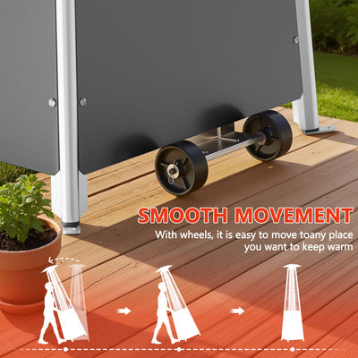 Patio Heater for Outdoor Use, 48,000BTU Powerful Pyramid Heater with Stable Base, Outdoor Porch Yard Propane Heater with Quartz Glass Tube for Fire, Dia 10FT Heating