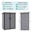 4.6x3FT Resin Storage Shed, Outdoor Lockable Cabinet with Floor and 2-Tier Shelf, Quick AssemblyDouble-Door Plastic Shed w/Floor & Sloping Top
