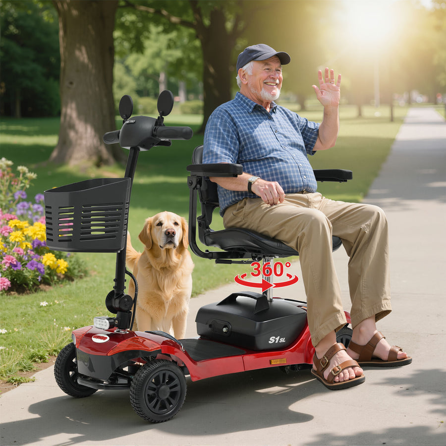 SEIZEEN Mobility Scooters for Seniors with Adjustable Seat, Rearview Mirrors, USB Charging Port,Powered Mobility Scooter for Adults,300W Motor,300 lbs Capacity, Red