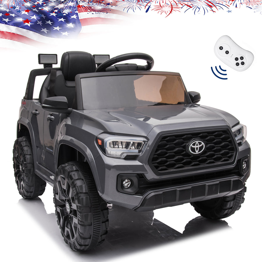 Seizeen 12V Kids Ride on Cars W/ Remote Control, Battery Powered Toyota Tacoma Ride on Toy as Best Gift for Girls Boys, Gray