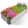 Seizeen Raised Garden Bed, 42.91 x 11.81 x 2.17'' Metal Planter Box for Outdoor, Silver Galvanized Raised Planter for Vegetables Flower Fruits, Large Gardening Plant Box w/4 Fixed Feet for Patio