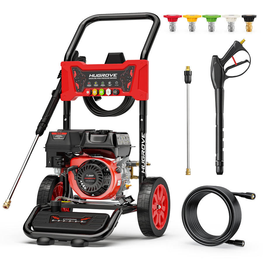 4000PSI Gas Pressure Washer, 2.6GPM Gas Powered High Pressure Washer with 210CC Engine, 5 Adjustable Nozzles, Onboard Soap Tank, Spray Gun and Wand
