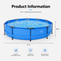 Seizeen Above Ground Swimming Pools, Large Round Frame Outdoor Pool w/Sturdy Iron Support for Backyard, Patio & Garden, Easy Setup Family Pool for Kids and Adults Summer Water Fun