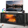 Fireplace TV Stand with Storage Cabinet, Seizeen Entertainment Center for 65 Inch TV, TV Console Cabinet W/ Fireplace Virtual Flame, Remote Control, Black