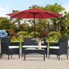 Outdoor Patio Furniture Set, Seizeen 4 Pieces Rattan Conversation Set Cushioned Sofa & Charis, Deck Garden Poolside Furniture Table Set for 4, Black