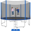 Trampoline for Adults & Kids - 12FT All-Weather Trampoline W/ Thickened Enclosure Net and Spring Pad, Outdoor Round Trampolines with Steel Support & Ladder, Large Trampoline Bears 6-8 Kids