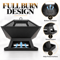 Portable Fire Pit for Outside, Seizeen Wood Burning Fire Pits 19'' Small Size, Square Firepit with Screen Cover, Fire Bowls with Ash Tray, Poker