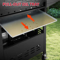 4-Burner Propane Gas Grill with Brush, Seizeen 40,000BTU Outdoor BBQ Grill, Stainless Steel Camping Stove with Foldable table, Hanging Basket, Support Legs
