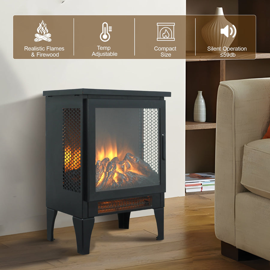 Indoor Fireplace Heater, Multifunction Electric Heater with Remote Control, 1400W Space Heater 18''H Portable for 150 sq. Ft, 4777 BTUs