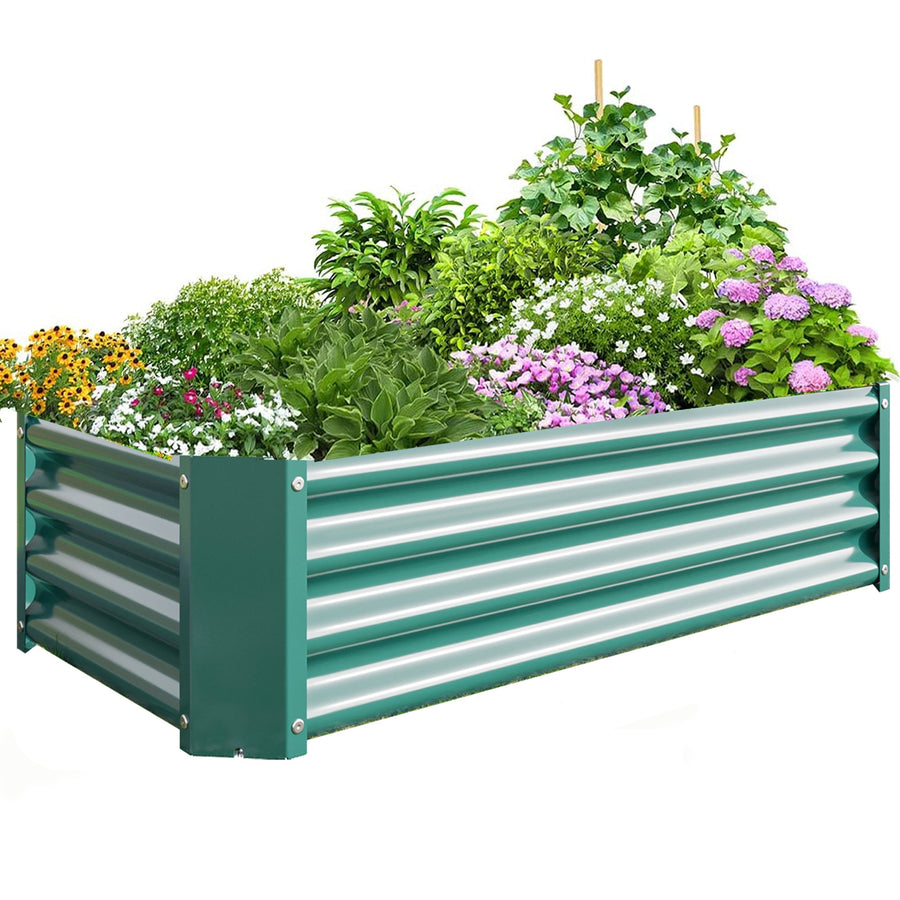 4 x 2FT Raised Garden Bed, Seizeen Galvanized Steel Planter Box, Green Raised Planting Box Container for Vegetables Flower Herb, Patio Yard Outdoor