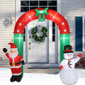Lighted Christmas Decoration for Outdoor, Seizeen Inflatable Santa & Snowman Arch with 7 Lights, Quick Assembly Patio Yard Party Pre-lit Xmas Decoration, 8FT Tall