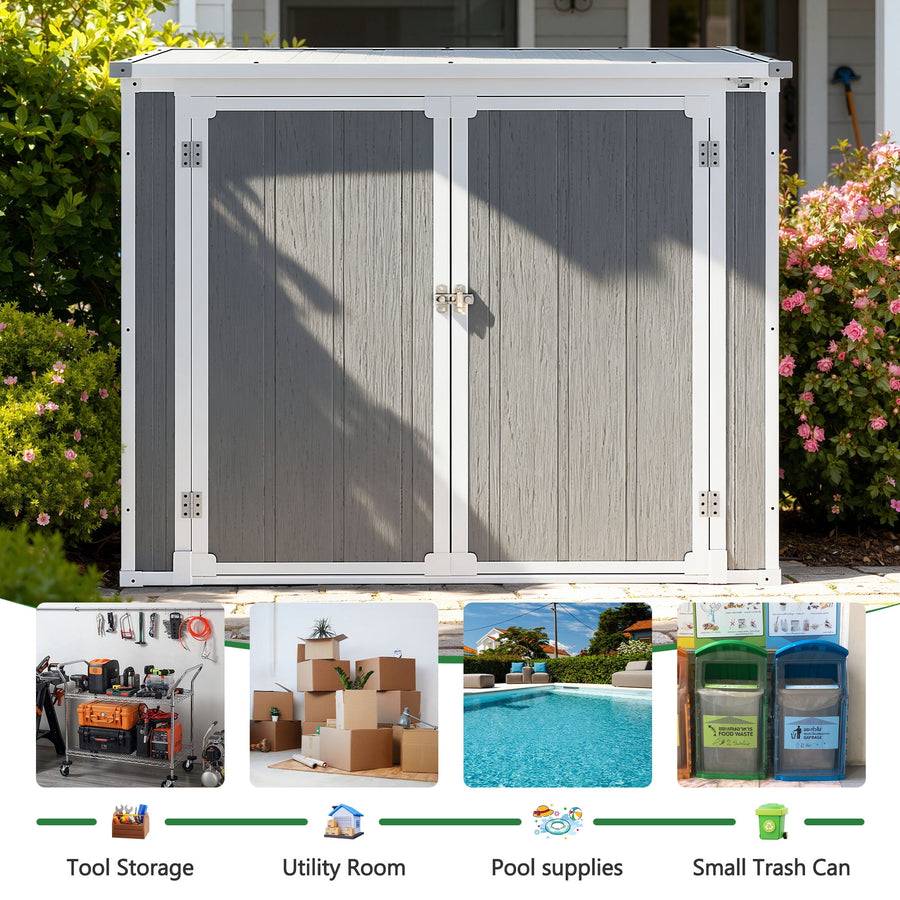 306GAL Outdoor Storage Box, 1170L Patio Deck Box and Resin Shed, Waterproof Storage Cabinet for Garden Tool Garbage Cans, 3 Doors, Quick Assembly
