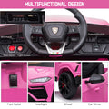 Seizeen 12V Kids Ride On Cars Battery Powered, Lamborghini Ride on Toy w/ Remote Control, 3 Speeds, Music Player, Ride On Cars for Kids As Best Gift for Girls Boys, Pink