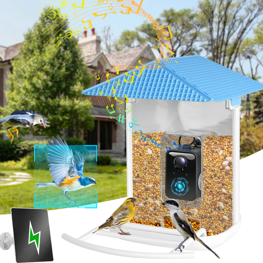 Seizeen Bird Feeder with Ultra-wide Camera, Outdoor Solar Bird Feeder Wifi Smart Control, 11000+ Bird Recognition, 1080P HD Video, Voice Dialogue, Best Gift for Birthday, Christmas, Bird Lovers